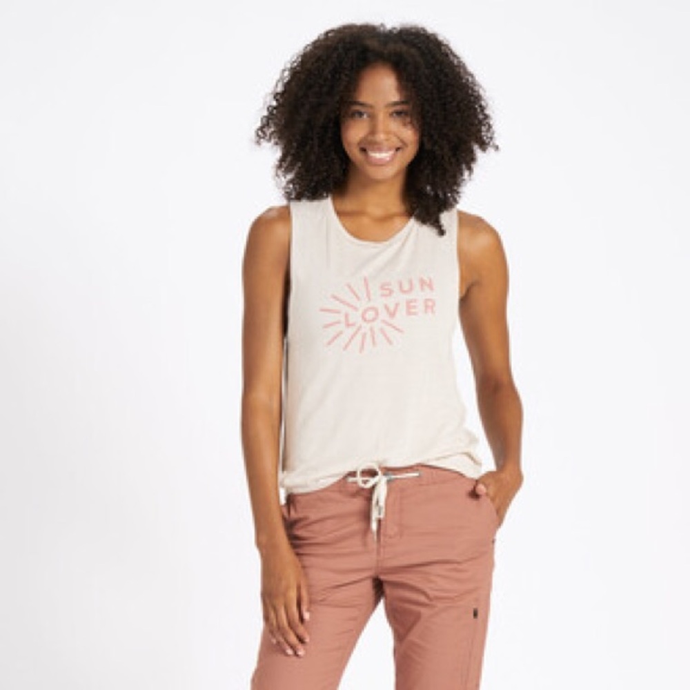 Vuori Sun Lover Tank Top Sz M Grey Cardamom